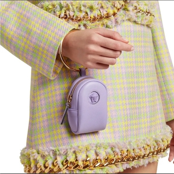 Versace Medusa Modular Pouch Lilac Leather Clutch - Picture 1 of 6